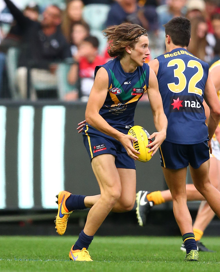 AFL 2016 Media - AFL Academy v Werribee MELBOURNE, AUSTRALIA - APRIL 1: Kobe Mutch in action during the AFL Academy v Werribee match at the MCG in Melbourne, Australia on April 1, 2016. (Photo by Scott Barbour/AFL Media)